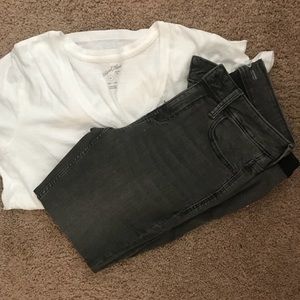 Old navy gray raw edge rock star jeans